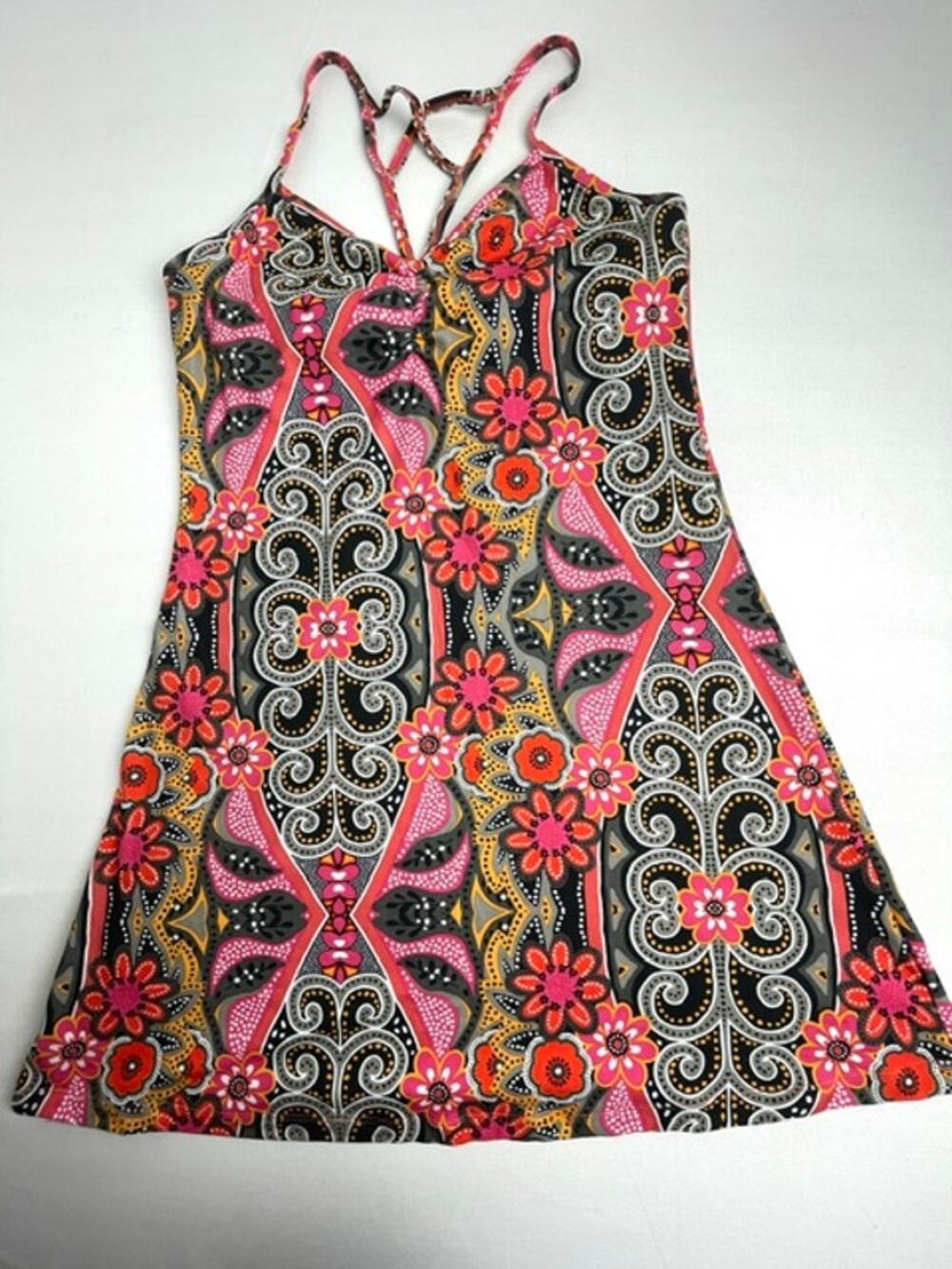 PrAna Breathe Floral Paisley Strappy Athletic Dress Multicolor Size L NWOT